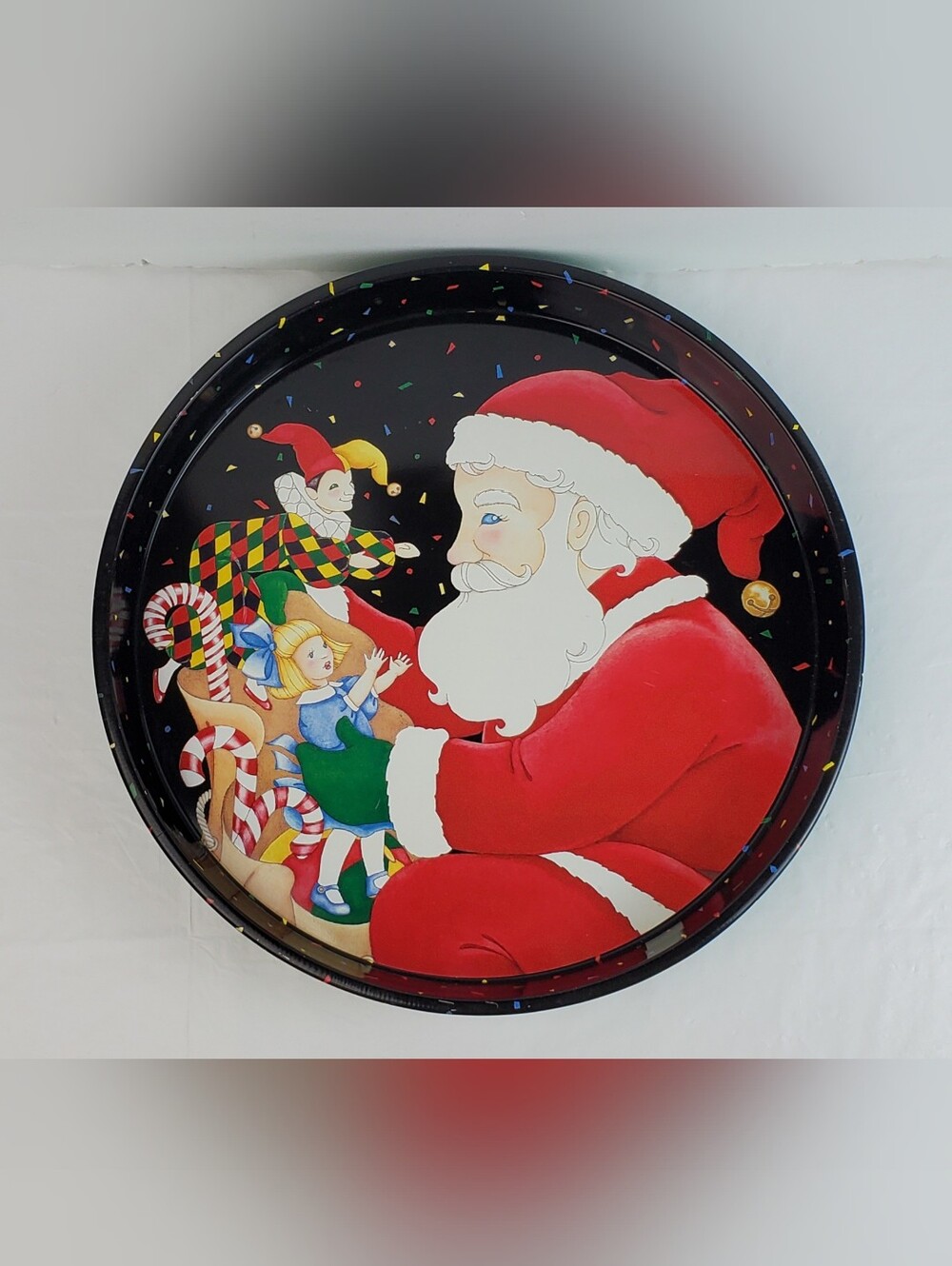 Department 56 Vintage Toy Chest Christmas Metal Serving Tray Santa Toys - GUC